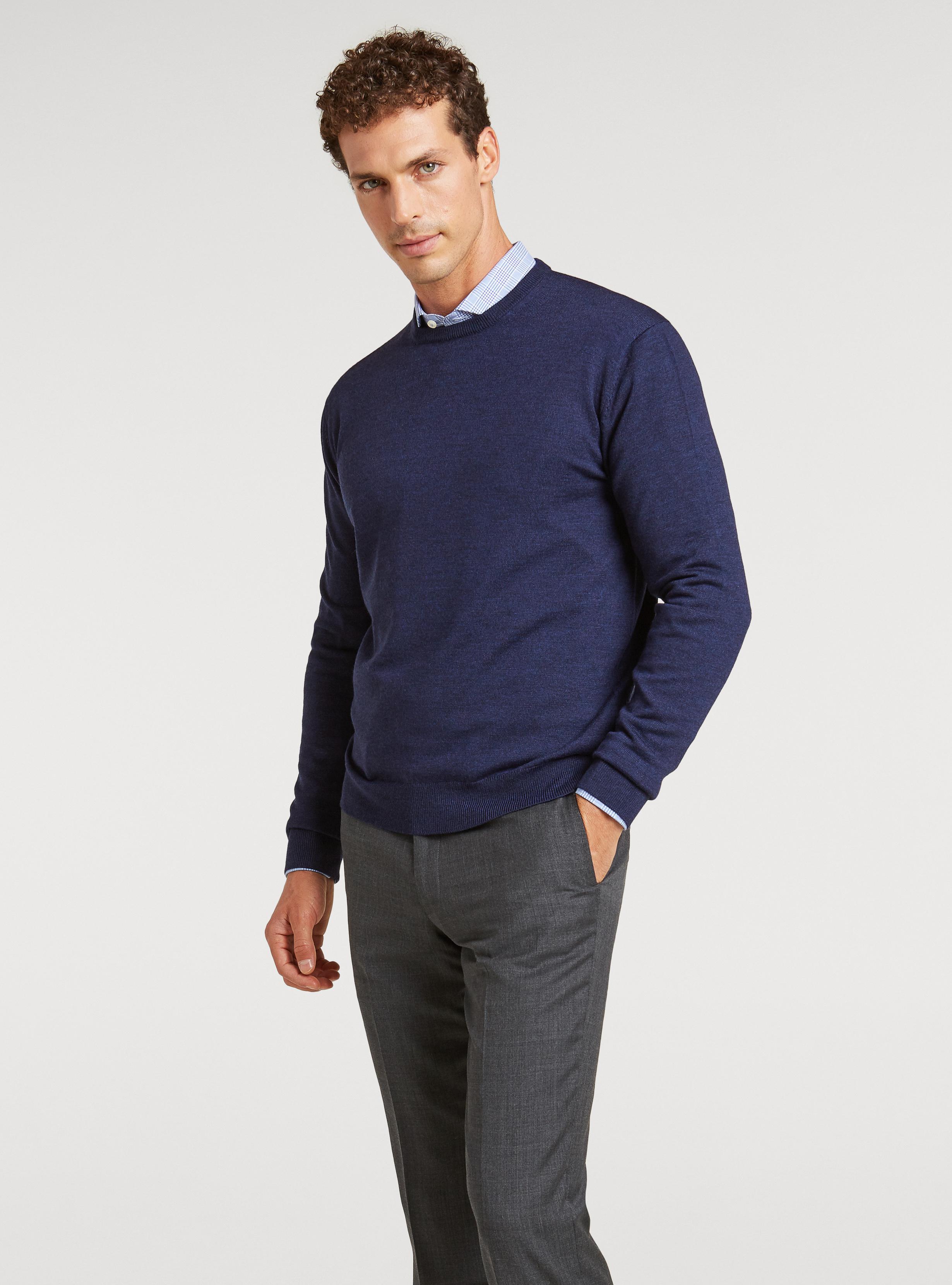 Maglia girocollo in pura lana merino