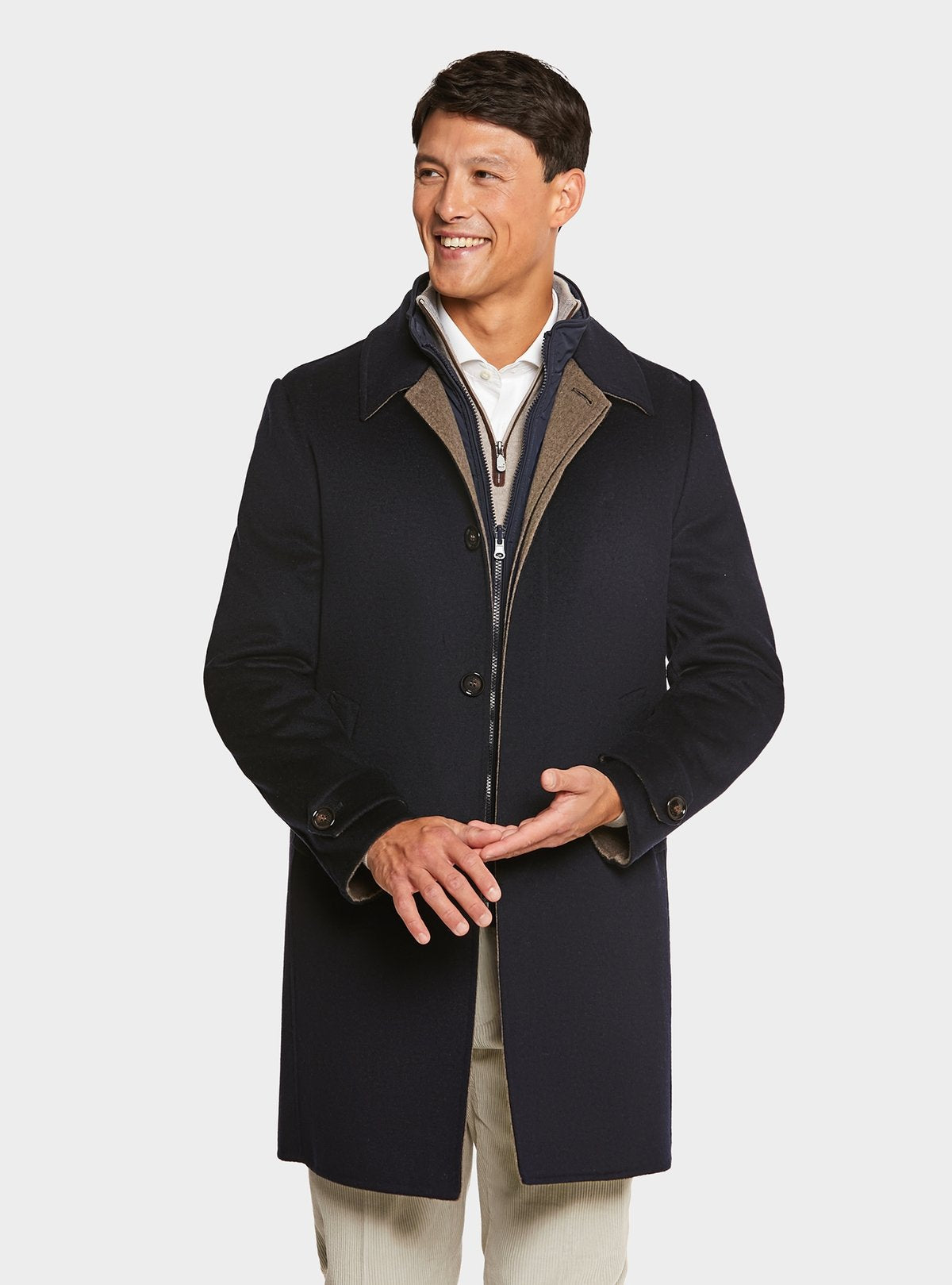 Cappotto con gilet in misto lana e cashmere