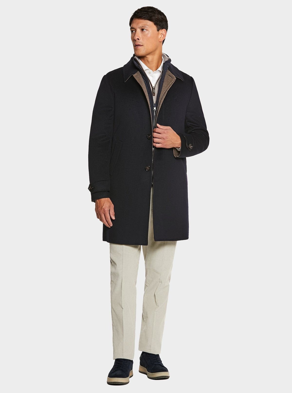 Cappotto con gilet in misto lana e cashmere