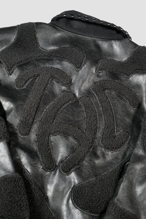 Faux Fur Vegan Leather Camouflage Jacket