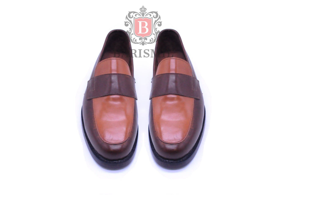 Houston | Two-Tone Brown Leather Loafers