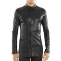 Men’s Black Tight-Fit Leather Shirt