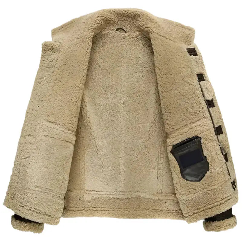 Men’s Short Shearling B-3 Flight Jacket – Lambskin Fur Coat