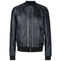Mens Studded Leather Bomber Jacket