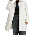 Mens White Cow Leather Trench Coat